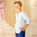 Chemise cérémonie Été À fines rayures robinson bleu rayures bleu ciel Chemise cérémonie Été À fines rayures robinson bleu rayures bleu ciel