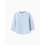 Chemise avec col mao bleu clair