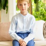 Chemise col mao c�r�monie rimbaud bleu ciel