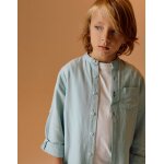 Chemise avec col mao et passants bleu clair Chemise avec col mao et passants bleu clair