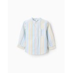 Chemise  col mao  rayures bleu clair