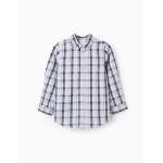 Chemise en coton  carreaux bleu clair