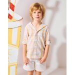 Chemise en coton � carreaux avec capuche b&s blanc