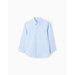 Chemise en coton dobby � manches longues bleu clair