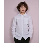 Chemise en coton pour gar�on avec poche frontale et coupe classique blanc