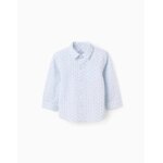 Chemise en coton et lin � motif cercles bleu clair