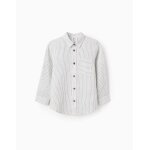 Chemise en coton et lin avec poche beige clair