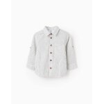 Chemise en coton et lin avec poche beige clair