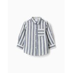 Chemise en coton et lin � rayures you&me beige clair