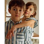 Chemise en coton et lin � rayures you&me beige clair