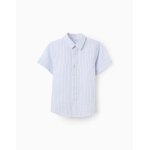 Chemise en coton � manches courtes et rayures rouge fonc�