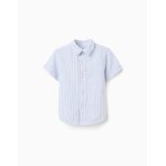 Chemise en coton � manches courtes et rayures rouge fonc�