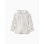 Chemise en coton � manches longues et rayures b&s blanc