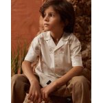 Chemise en coton avec palmiers brod�s blanc