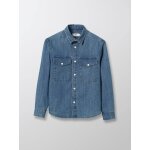 Chemise en denim bleu fonce