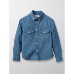 Chemise en denim gar�on bleu fonce uni