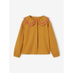 Chemise double col oversize brod fille moutarde