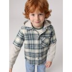 Chemise double mati�re effet 2 en 1 gar�on carreaux vert