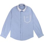 Chemise enfant en coton bleu, blanc