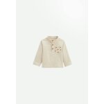 Chemise enfant en velours ctel gribouille beige