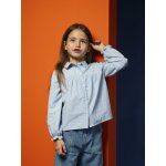 Chemise vase en popeline fille bleu ciel