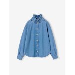 Chemise fille col montant bleu moyen
