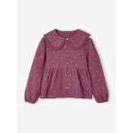 Chemise fille gaze de coton col brod� prune