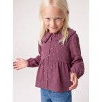 Chemise fille gaze de coton col brod� prune