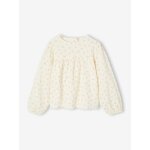 Chemise fille imprim�e en gaze de coton �cru
