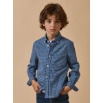 Chemise flanelis�e � carreaux gar�on carreaux bleu denim