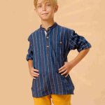 Chemise flanelle hiver col mao rimbaud bleu fonc bordeaux