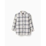 Chemise en flanelle � manches longues � carreaux blanc