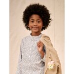Chemise fleurie  col mao garon beige imprim