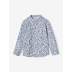 Chemise fleurie  col mao garon bleu imprim