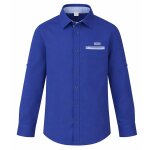 Chemise gar�on en coton bleu marine