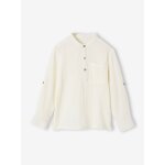 Chemise en gaze de coton personnalisable gar�on manches retroussables �cru