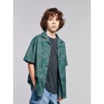 Chemise hawa� en popeline gar�on vert d'eau