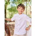 Chemise en lin col mao gar�on blanc