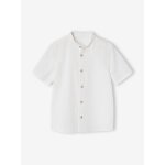 Chemise en lin col mao garçon blanc Chemise en lin col mao garçon blanc