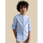 Chemise lin et coton collection f�tes et mariages bleu clair raye