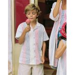 Chemise � manches courtes en coton � rayures you&me rouge