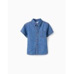 Chemise � manches courtes en jean avec poche bleu