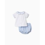 Chemise � manches courtes + short en coton bleu clair