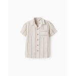 Chemise  manches courtes en viscose et lin beige