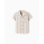 Chemise  manches courtes en viscose et lin beige