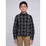 Chemise manches longues carreaux tonka gar�on noir