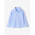 Chemise manches longues coton ray� bleu