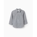 Chemise � manches longues � motif vichy bleu fonc�