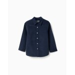 Chemise  manches longues en velours ctel b&s bleu fonc