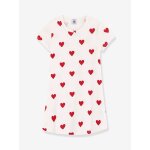 Chemise de nuit coeurs fille en coton bio motif coeurs